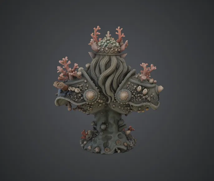 Tượng Bán Thân Sea King Coral – Vị Thần Đại Dương Với Vương Miện San Hô - Image 3