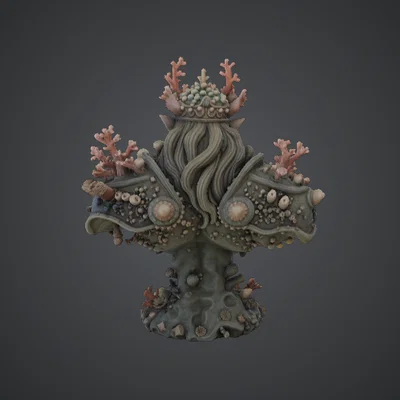 Tượng Bán Thân Sea King Coral – Vị Thần Đại Dương Với Vương Miện San Hô