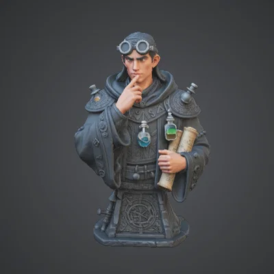 Tượng Bán Thân Arcane Alchemist – Bậc Thầy Giả Kim Thuật Với Kính Bảo Hộ