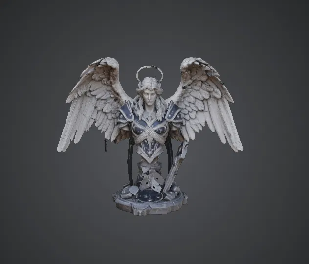 Tượng Bán Thân Chiến Binh Thiên Thần Celestial – Vệ Thần Có Cánh Với Hào Quang - Image 1