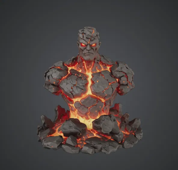 Tượng bán thân Lava Titan – Tượng nguyên tố đá nóng chảy - Image 1