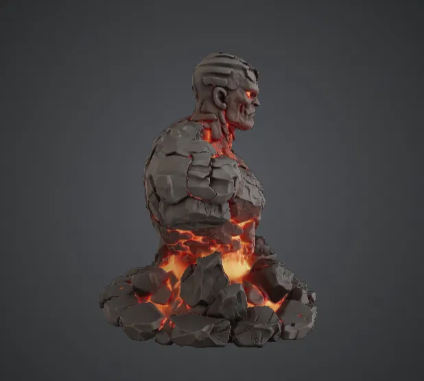 Tượng bán thân Lava Titan – Tượng nguyên tố đá nóng chảy - Image 2