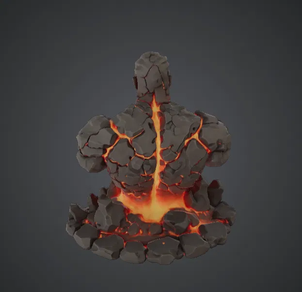 Tượng bán thân Lava Titan – Tượng nguyên tố đá nóng chảy - Image 3