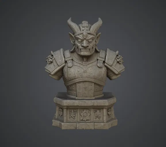 Tượng Bán Thân Ác Quỷ Cổ Đại – Tượng Quỷ Hộ Vệ Đền Đá - Image 1