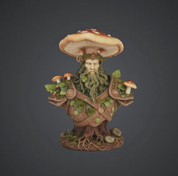 Tượng Forest Guardian Mushroom Bust – Tinh linh rừng thiêng huyền bí - Image 1