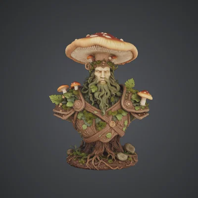 Tượng Forest Guardian Mushroom Bust – Tinh linh rừng thiêng huyền bí