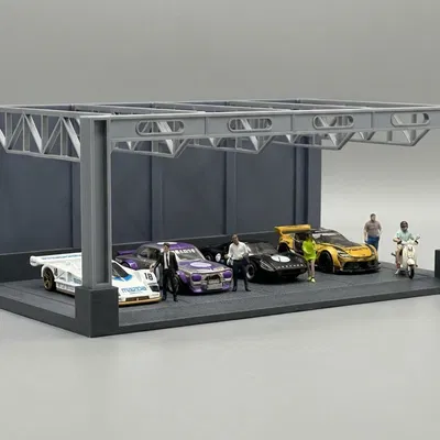 Mô hình gara trưng bày xe tỷ lệ 1:64 (Open Garage Diorama) - File in 3D