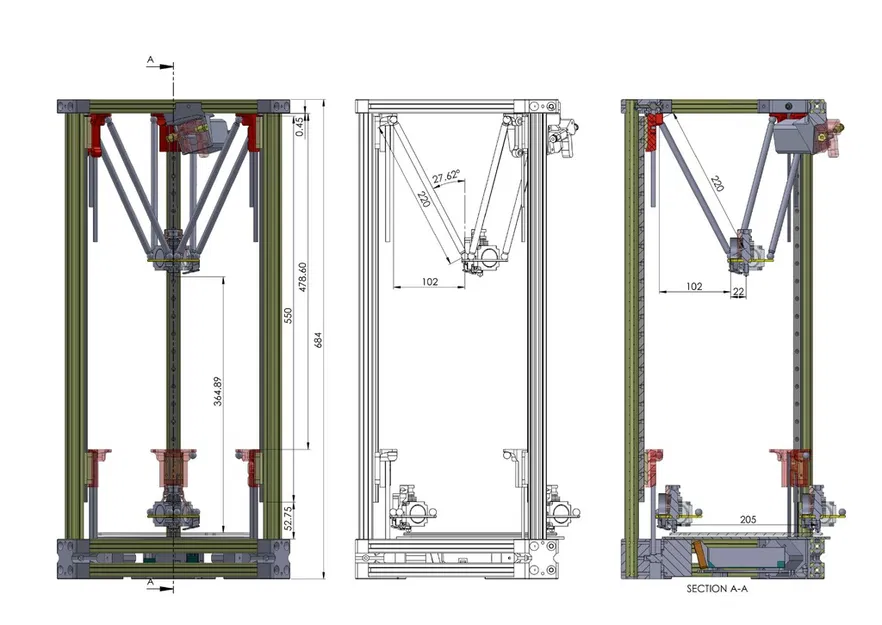 Máy in 3D Delta Decem sử dụng nhôm 2020 và ray trượt MGN9/12H - Image 1