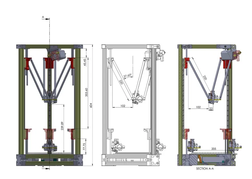Máy in 3D Delta Decem sử dụng nhôm 2020 và ray trượt MGN9/12H - Image 16
