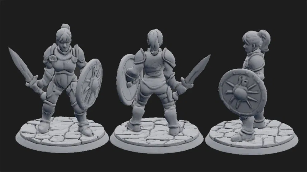 Mô hình nữ Giáo sĩ (Cleric) cầm khiên và đoản kiếm cho game TTRPG - Image 1