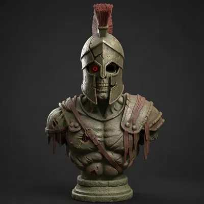 Mô hình tượng bán thân Undead Spartan 3D cực ngầu cho fan