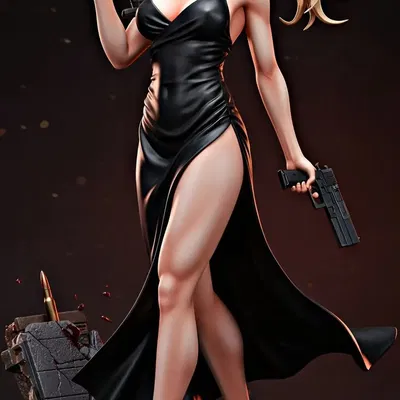 Mô hình 3D Nữ xạ thủ đeo mặt nạ (The Masked Gunslinger) cực chất