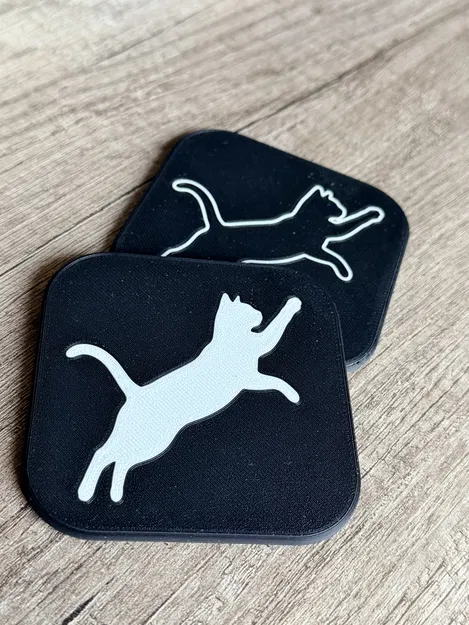 Miếng lót ly hình mèo tối giản – Phù hợp in đa màu - Image 1