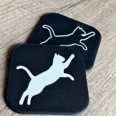 Miếng lót ly hình mèo tối giản – Phù hợp in đa màu