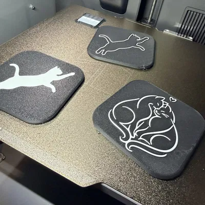 Miếng lót ly hình mèo tối giản – Phù hợp in đa màu