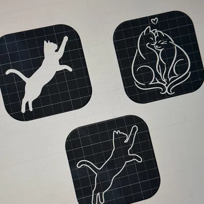 Miếng lót ly hình mèo tối giản – Phù hợp in đa màu