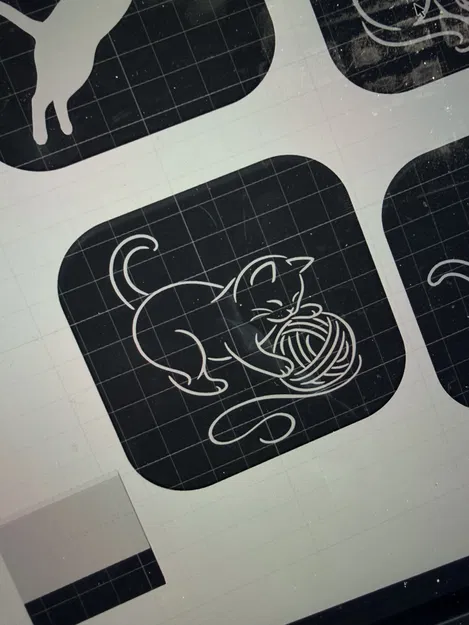 Miếng lót ly hình mèo tối giản – Phù hợp in đa màu - Image 4