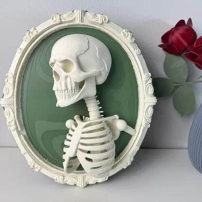 Tranh treo tường bộ xương 3D phong cách Gothic ma mị