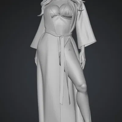 Mô hình 3D Liquid Rainbow Kimono nữ trang phục bikini quyến rũ