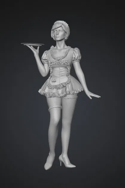 Mô hình 3D Noir Maid with Tray - Figure hầu bàn quyến rũ - Image 1
