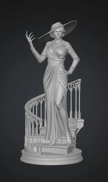 Mô hình quý cô sang trọng trên cầu thang xoắn ốc 3D - File STL - Image 1