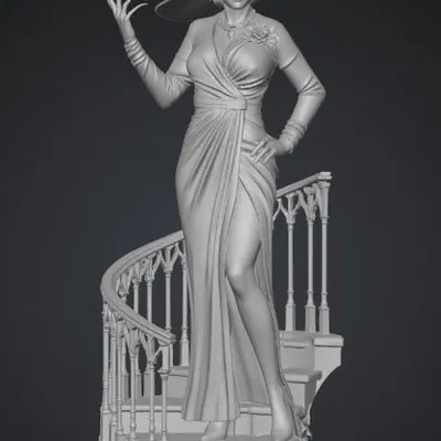 Mô hình quý cô sang trọng trên cầu thang xoắn ốc 3D - File STL