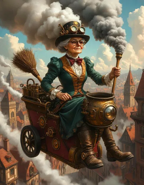 Mô hình 3D Steambound Voyager: Bà cụ du hành phong cách Steampunk - Image 2