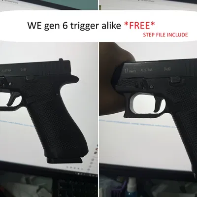 Cò súng phẳng Flat Trigger cho Airsoft WE G17 Gen 6 (File STL)