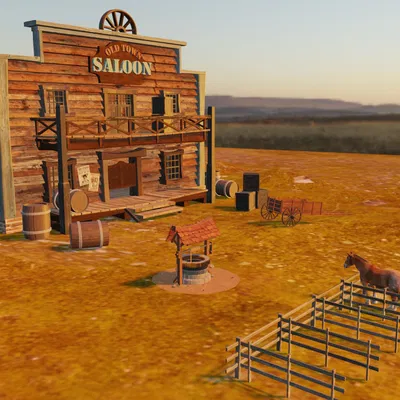 Mô hình 3D quán rượu miền Tây (Western Old Saloon) cực chi tiết