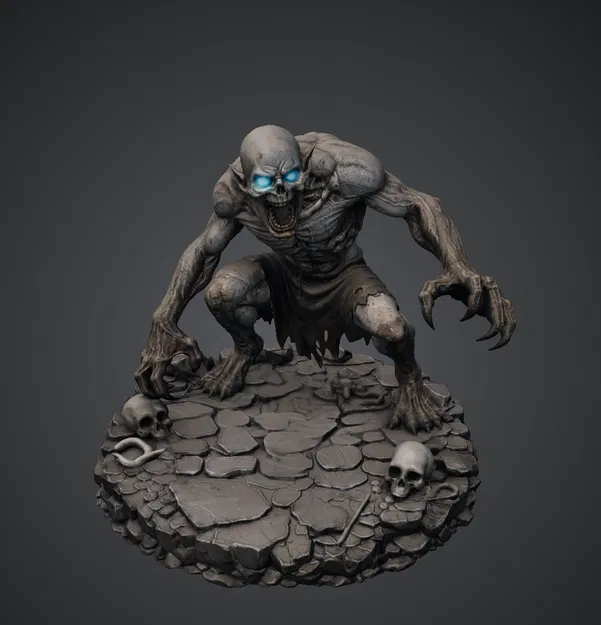 Bloodbound Realms – Undead – Ghoul Ravager (Mô hình Dark Fantasy 3D STL) - Image 1