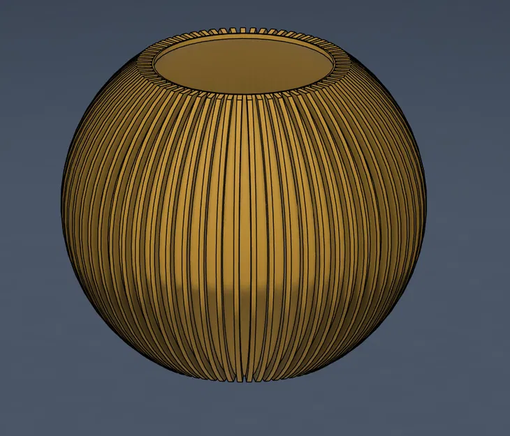 Chậu cây hình cầu hiện đại với các gân rãnh sâu (Modern Deep-Ribbed Sphere Planter) - Image 1