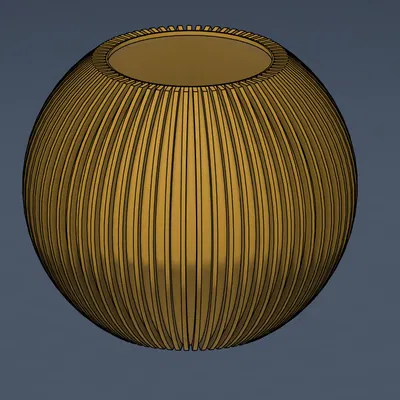 Chậu cây hình cầu hiện đại với các gân rãnh sâu (Modern Deep-Ribbed Sphere Planter)