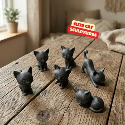 BỘ MÈO LƯỜI / TƯỢNG MÈO HIỆN ĐẠI / TƯỢNG MÀU ĐEN / MÔ HÌNH ĐỒ CHƠI