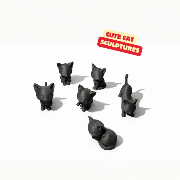 BỘ MÈO LƯỜI / TƯỢNG MÈO HIỆN ĐẠI / TƯỢNG MÀU ĐEN / MÔ HÌNH ĐỒ CHƠI - Image 3