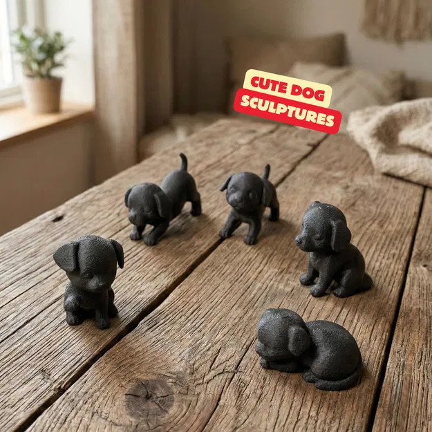 BỘ TƯỢNG CÚN CON ĐÁNG YÊU / MÔ HÌNH CHÓ HIỆN ĐẠI / ĐỒ TRANG TRÍ - Image 1