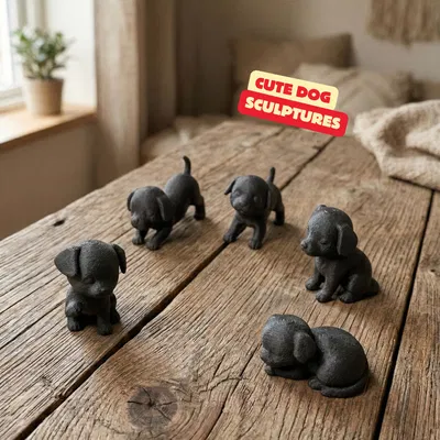 BỘ TƯỢNG CÚN CON ĐÁNG YÊU / MÔ HÌNH CHÓ HIỆN ĐẠI / ĐỒ TRANG TRÍ