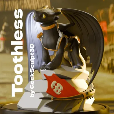 Mô hình 3D Toothless - Rồng Night Fury từ Bí Kíp Luyện Rồng