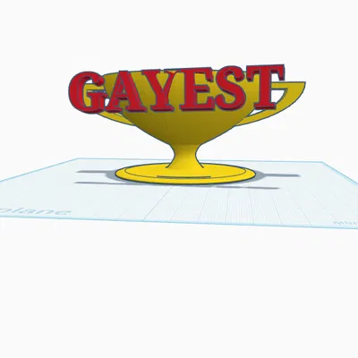 Mẫu in 3D cúp vinh danh GAYEST hài hước cho bạn bè