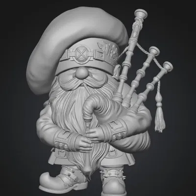 Mô hình chú lùn thổi kèn túi Scotland (Highland Bagpiper Gnome) 3D