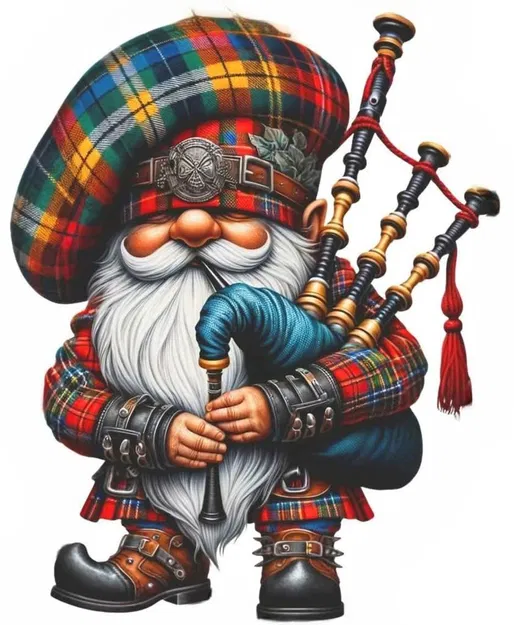 Mô hình chú lùn thổi kèn túi Scotland (Highland Bagpiper Gnome) 3D - Image 2