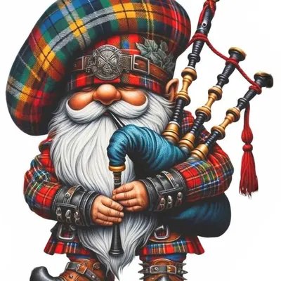 Mô hình chú lùn thổi kèn túi Scotland (Highland Bagpiper Gnome) 3D