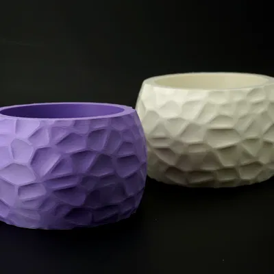 Chậu cây đa giác hiện đại – Thiết kế Voronoi hữu cơ kèm đĩa lót đồng bộ