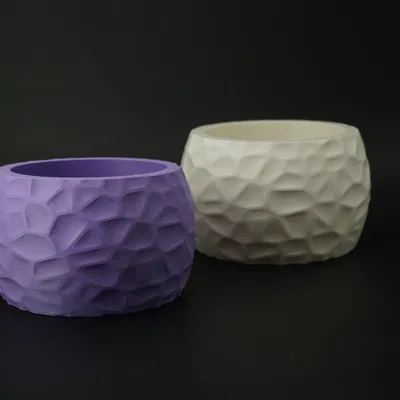 Chậu cây đa giác hiện đại – Thiết kế Voronoi hữu cơ kèm đĩa lót đồng bộ