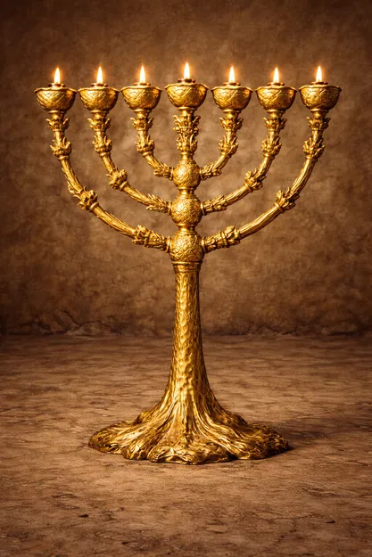 Mô hình 3D Chân nến 7 nhánh (Golden Lampstand) đầy nghệ thuật - Image 1