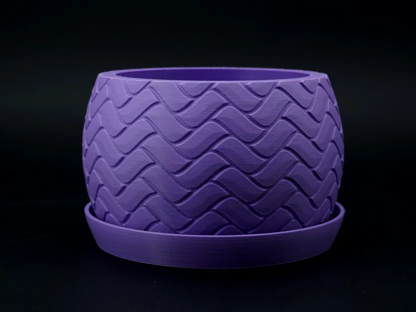 Chậu Cây Đan Lát Hiện Đại - Thiết Kế ZigZag Kèm Khay Hứng Nước - Image 1