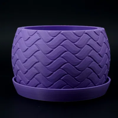 Chậu Cây Đan Lát Hiện Đại - Thiết Kế ZigZag Kèm Khay Hứng Nước