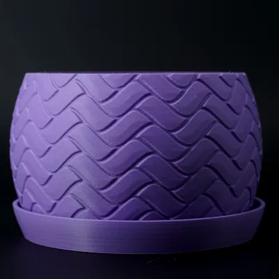 Chậu Cây Đan Lát Hiện Đại - Thiết Kế ZigZag Kèm Khay Hứng Nước