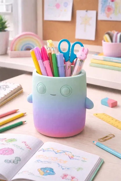 Ống Cắm Bút Hình Quái Vật Dễ Thương, Đồ Trang Trí Bàn Làm Việc Kawaii - Image 1