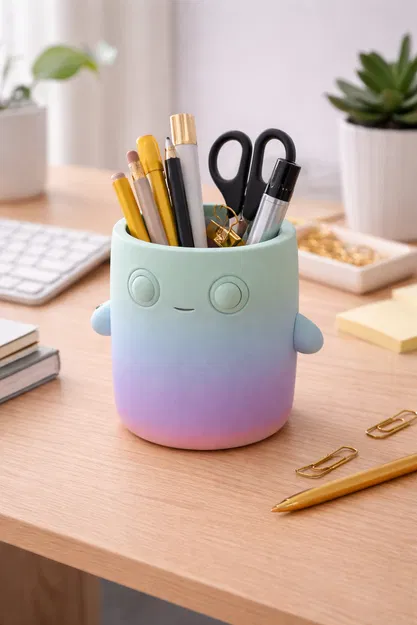 Ống Cắm Bút Hình Quái Vật Dễ Thương, Đồ Trang Trí Bàn Làm Việc Kawaii - Image 2