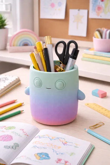Ống Cắm Bút Hình Quái Vật Dễ Thương, Đồ Trang Trí Bàn Làm Việc Kawaii - Image 4
